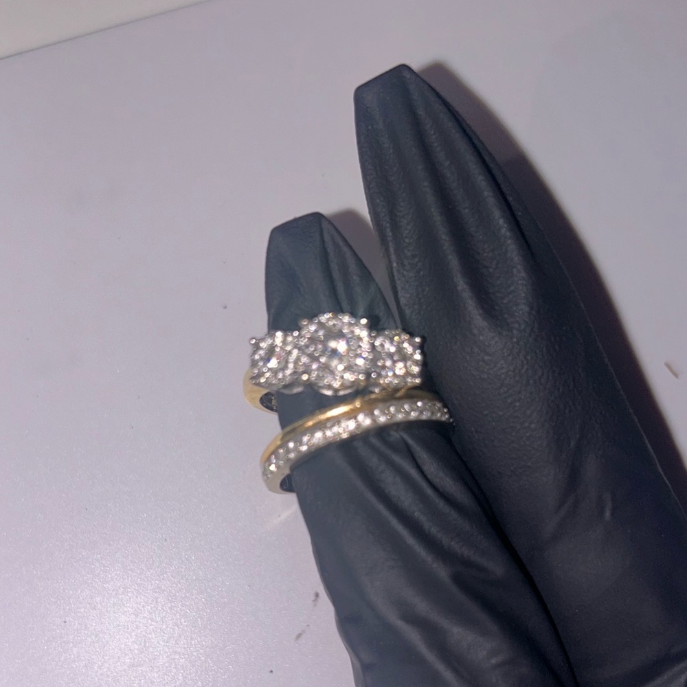 Elegant Gold and Silver Diamond Ring Set